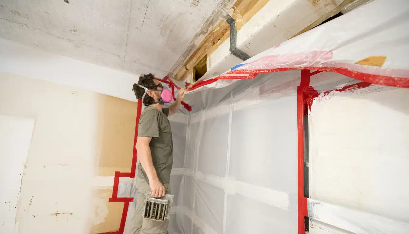 man inspecting home after mold remediation