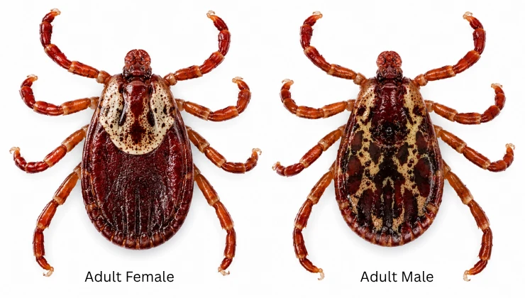 American dog tick adult female and adult male