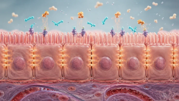 Larazotide blocking the zonulin receptor