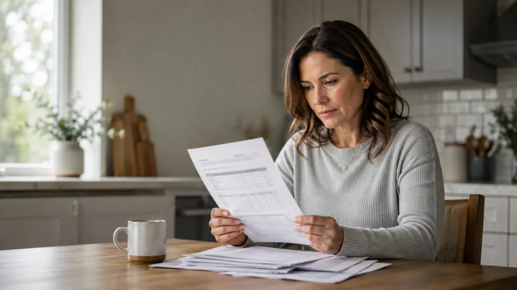 A woman reading a lab result letter at a kitchen table, internally asking 'can Lyme disease be cured'
