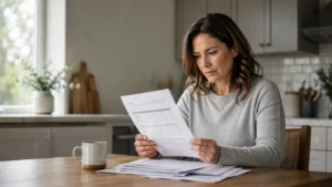 A woman reading a lab result letter at a kitchen table, internally asking 'can Lyme disease be cured'