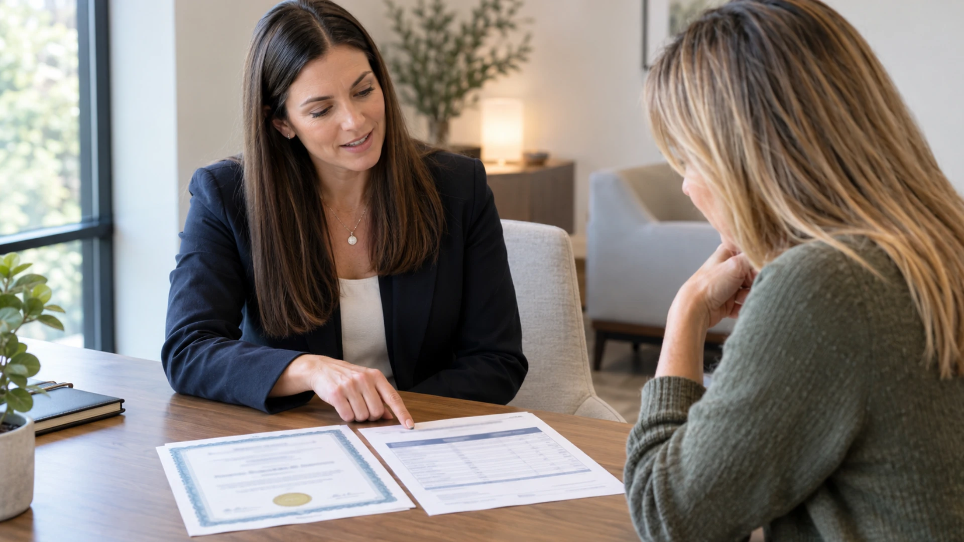 patient and clinician reviewing an accreditation certificate